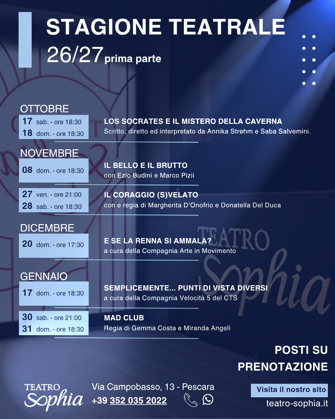 Stagione teatrale Teatro Sophia 2026/2027